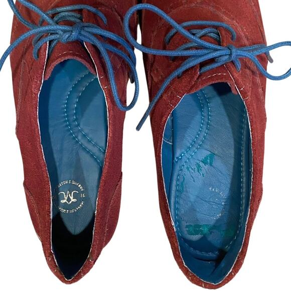 Johnston & Murphy maroon and teal lace-up suede oxfords size 6 - Picture 8 of 8